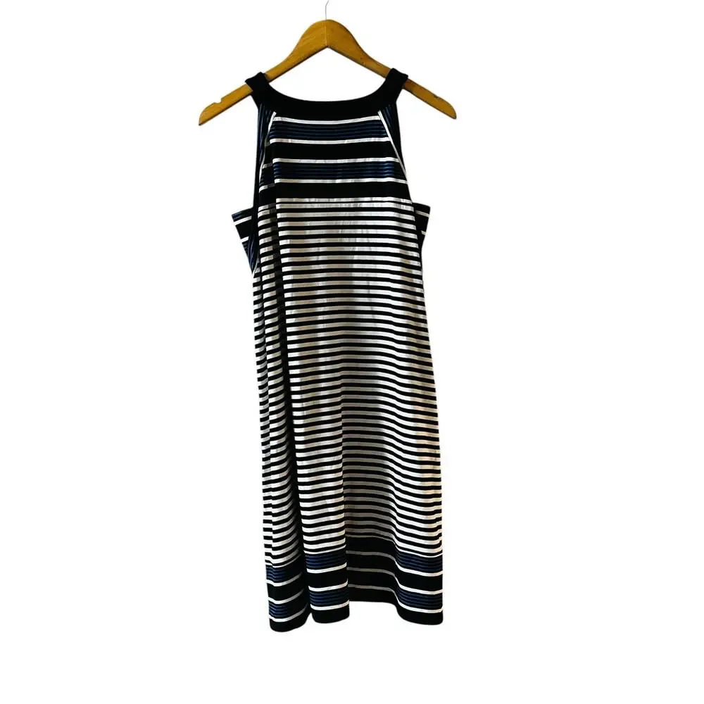 J. Jill Striped Sleeveless Shift Dress Size LP Large Petite Blue Multi - Picture 3 of 6